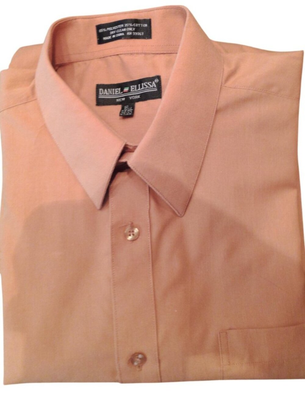 Daniel Ellissa Dress Shirt Mens XL Orange Classic Fit Button Front Long Sleeve
